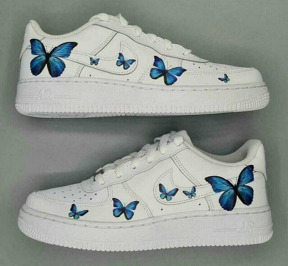 Custom Nike Air Force 1 Blue ButterFLY - Custom Nike Air Force 1 Shoes