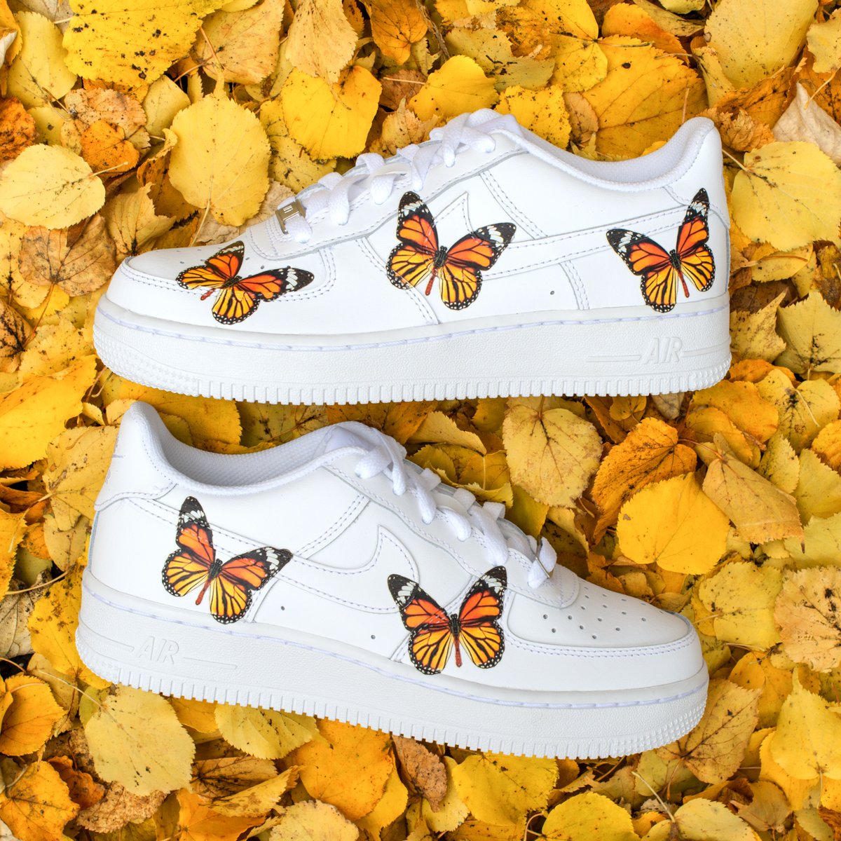 Air Force 1 07 Orange Red Monarch Butterfly Custom Shoes All Sizes