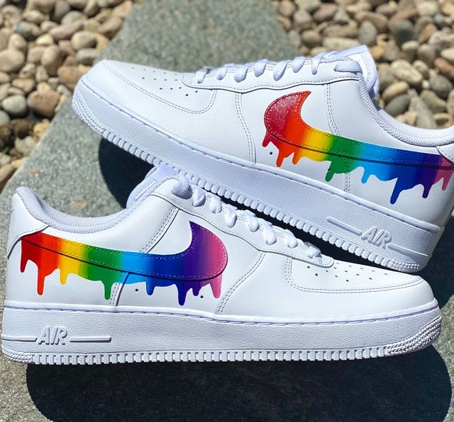 Air Force 1 Custom Drip Rainbow Pride Swoosh