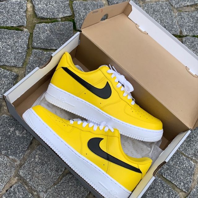 Custom yellow hot sale air force ones