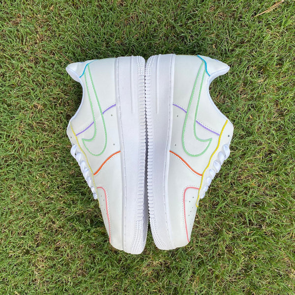 Air Force 1 Custom Low Outline Pastel Blue Green Purple Yellow Orange Pink All Sizes AF1 Sneakers