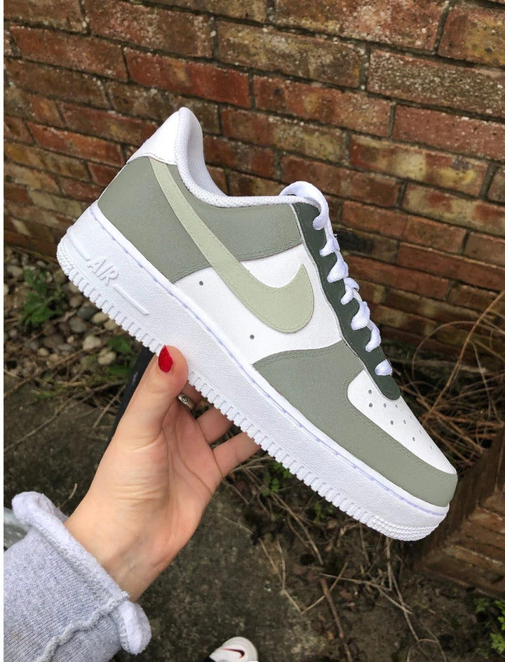 Nike Air Force 1 Custom Shoes Beige Mint Green Swoosh Sneakers All