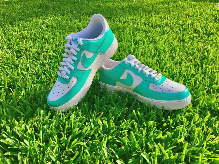 Air Force 1 Custom Low South Beach Two Tone Teal Beach Shoes All