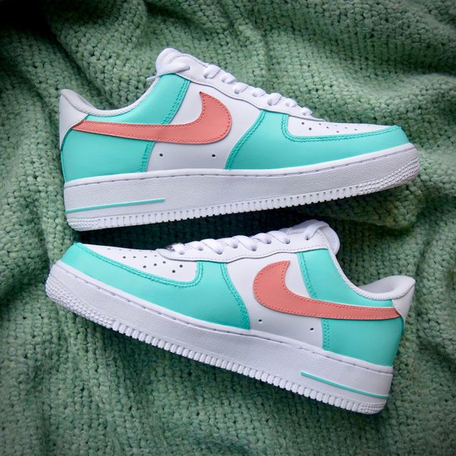 Nike Air Force 1 Low White Custom paint (Lilac,Mint Green,Pale Blue,Petal  Pink)