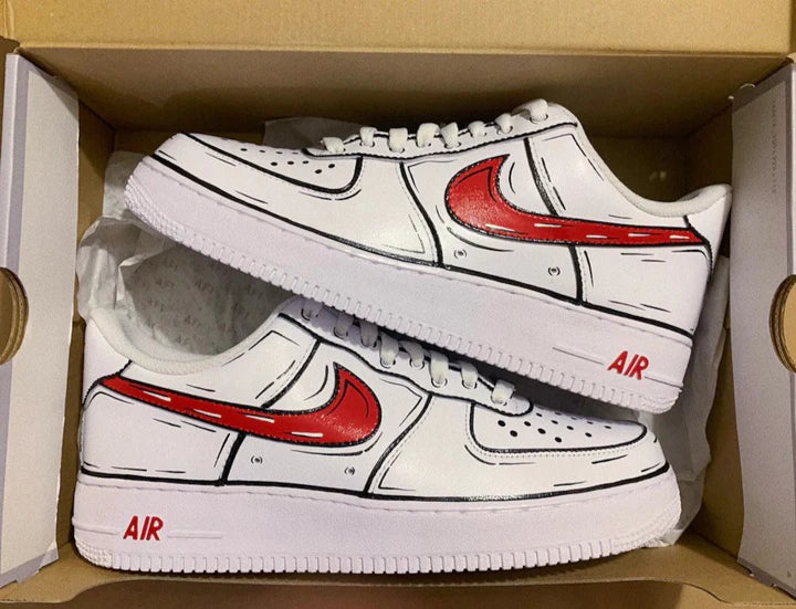 Air Force 1 Custom Shoes Low Cartoon Red Black White Outline All Sizes –  Rose Customs, Air Force 1 Custom Shoes Sneakers Design Your Own AF1