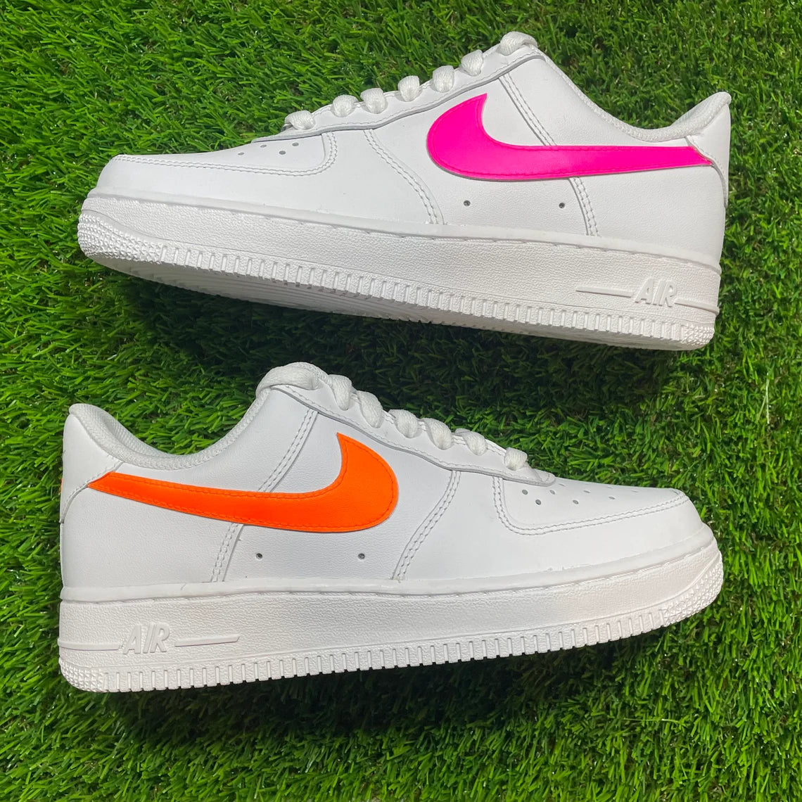 Air Force 1 Low Mixed Neon Custom Painted Pink Orange Green Blue White Shoes Men Women Kids Af1 Sneakers 10 Mens (11.5 Women's)