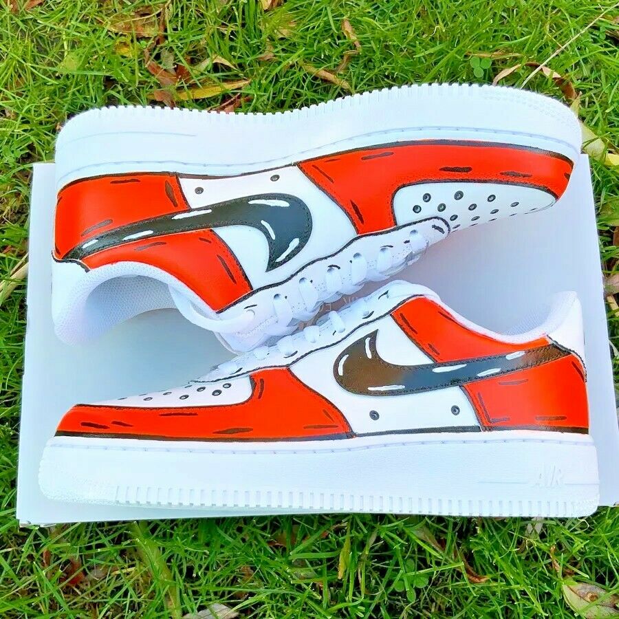 Air Force 1 Custom Low Cartoon Halloween Orange Black Shoes Outline All Sizes Af1 Sneakers 12 Mens (13.5 Women's)