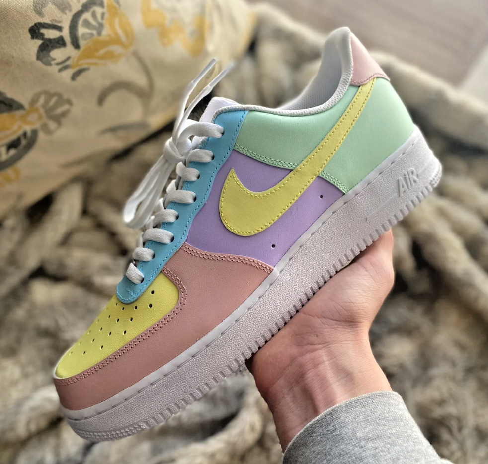 Nike Air Force Ones Purple and Yellow Custom