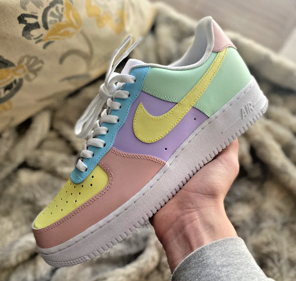 Nike Air Force 1 Custom Low Pastel Shoes Purple Yellow Blue Mint