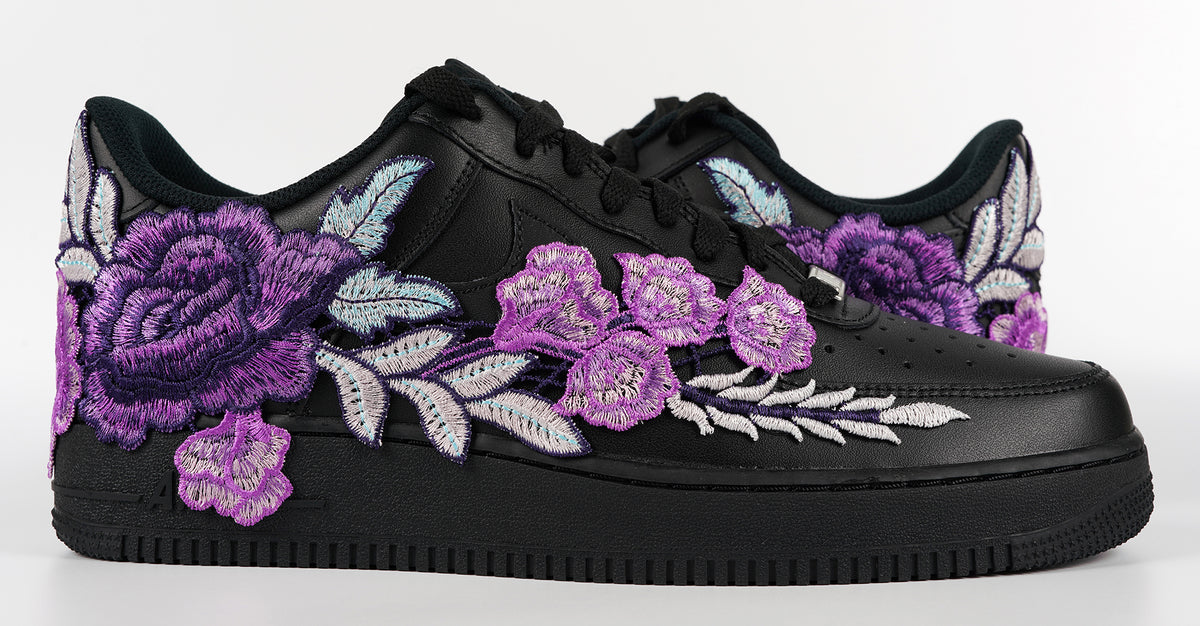 Black and purple nike air force 1 top