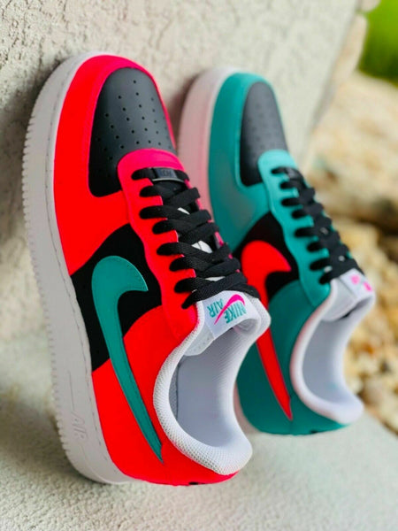 Air Force 1 Custom Shoes Low Miami Vice South Beach Pink Teal Black White AF1 Sneakers 3