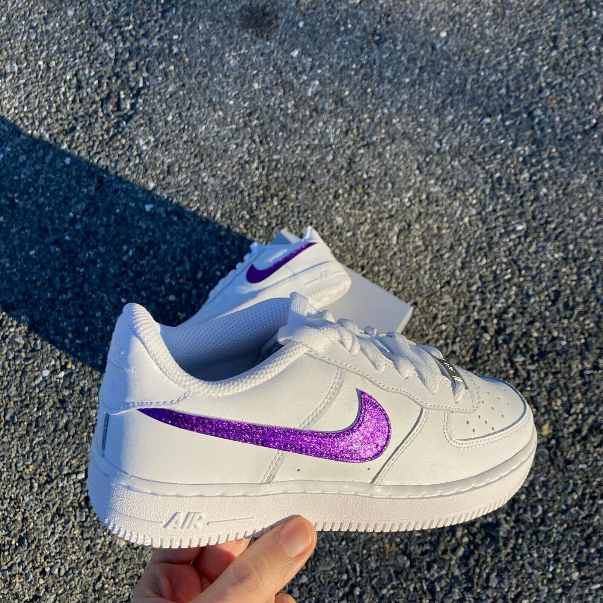 Purple glitter nike hot sale