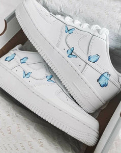 Air Force 1 07 Blue Teal Butterfly AF1 Custom Unique Shoes All Sizes AF1 Sneakers 1