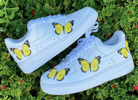 Custom Nike Air Force 1s With Various Blue Butterflies – theshoesgirl