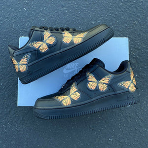 Air Force 1 Low Orange Monarch Butterfly Black Custom Shoes All Sizes AF1 Sneakers