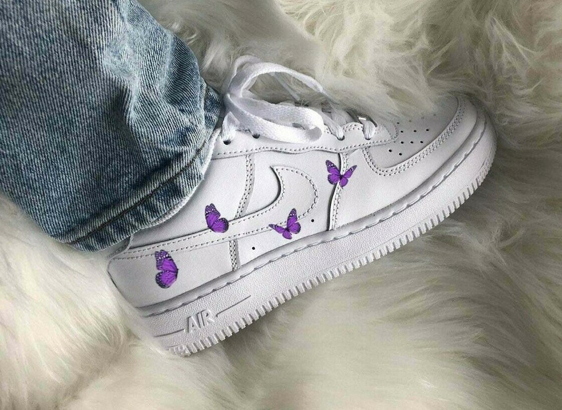 Air Force 1 07 Purple Butterfly 2.0 AF1 Custom Unique Shoes All Sizes AF1 Sneakers