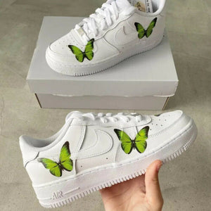 Air Force 1 07 Green Butterfly Design AF1 Custom Shoes All Sizes AF1 Sneakers