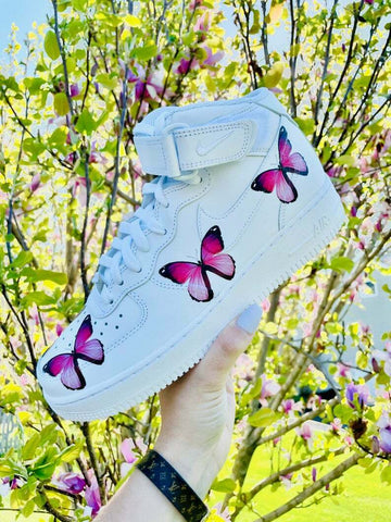 Custom Nike Air Force 1s With Various Blue Butterflies – theshoesgirl