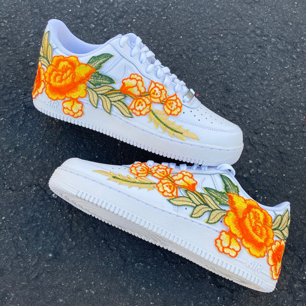 Air Force 1 07 Low Orange Rose Flower Floral White Custom Shoes All AF1 Sneakers 1