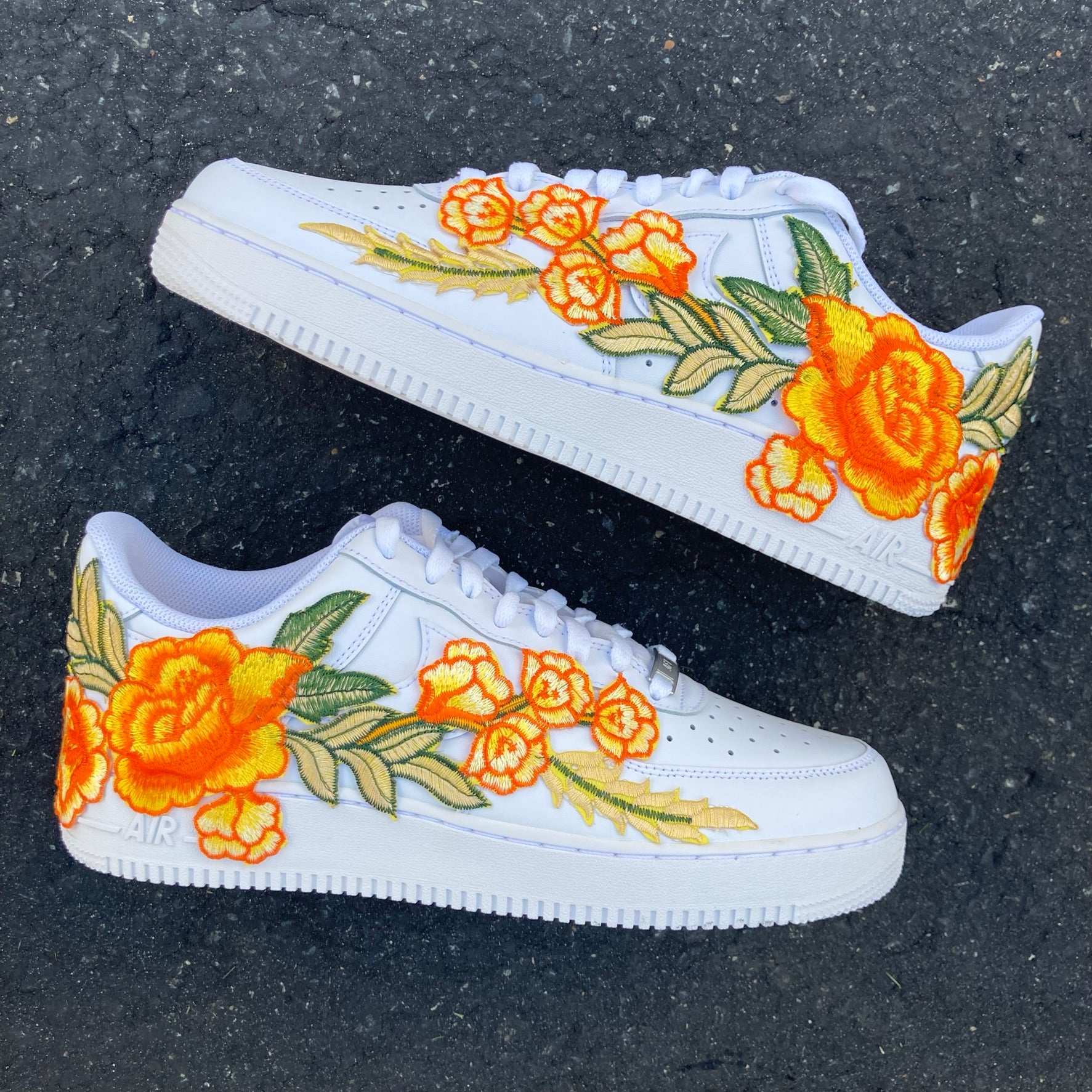 Air Force 1 07 Low Orange Rose Flower Floral White Custom Shoes All AF1 Sneakers 2