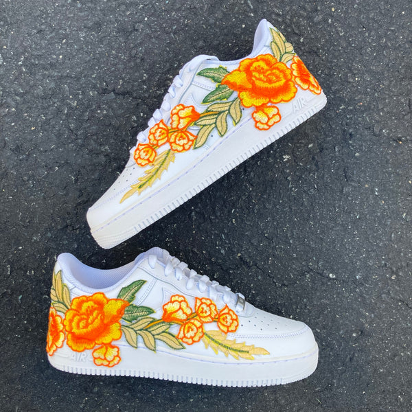 Air Force 1 07 Low Orange Rose Flower Floral White Custom Shoes All AF1 Sneakers 3