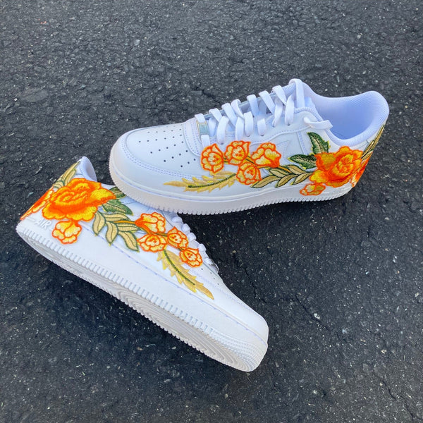 Air Force 1 07 Low Orange Rose Flower Floral White Custom Shoes All AF1 Sneakers 4