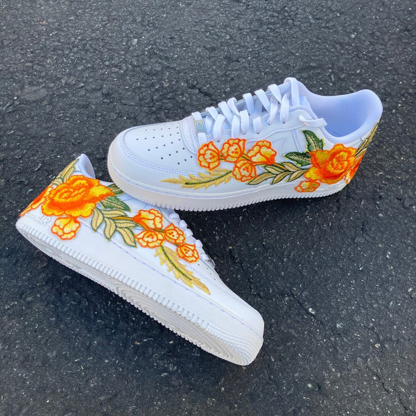 Air Force 1 07 Low Orange Rose Flower Floral White Custom Shoes All AF1 Sneakers 4