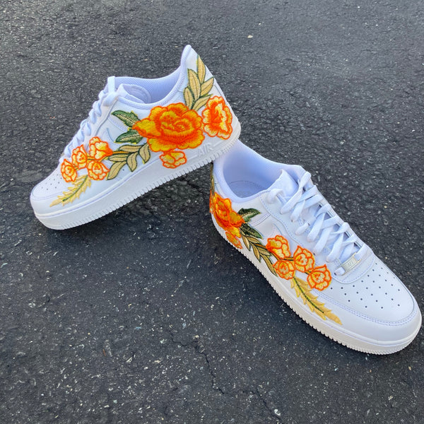 Air Force 1 07 Low Orange Rose Flower Floral White Custom Shoes All AF1 Sneakers 5