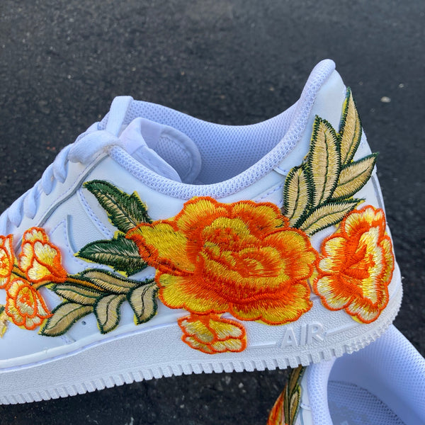 Air Force 1 07 Low Orange Rose Flower Floral White Custom Shoes All AF1 Sneakers 6