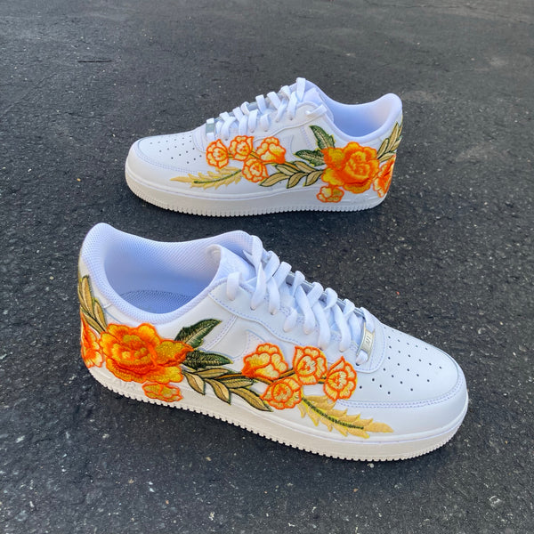 Air Force 1 07 Low Orange Rose Flower Floral White Custom Shoes All AF1 Sneakers 7