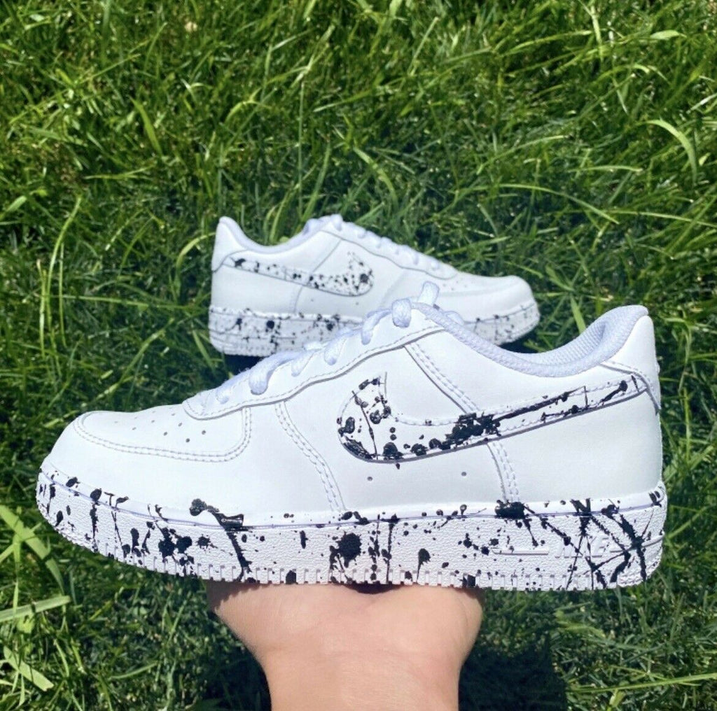 Nike black and top white splatter shoes