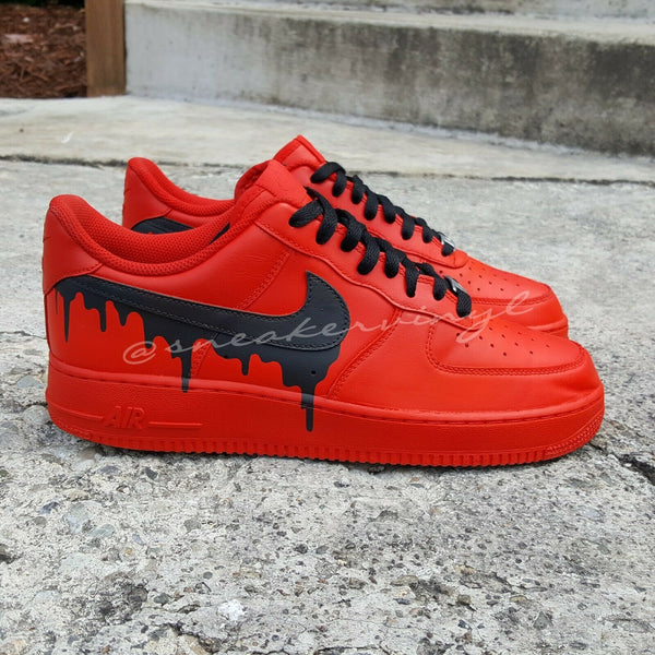 Air Force 1 Custom Low Drip Red Shoes Black Drip & Laces All Sizes Men Women Kids AF1 Sneakers 4