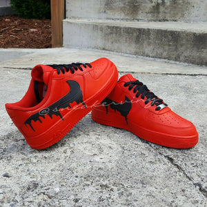 Air Force 1 Custom Low Drip Red Shoes Black Drip & Laces All Sizes Men Women Kids AF1 Sneakers