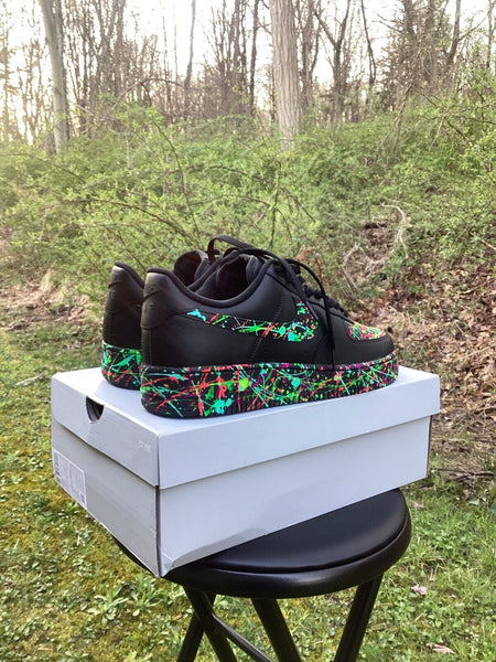 Air Force 1 Custom Low Red Gray Black Splatter Swoosh White Shoes Men Women Kids All Sizes AF1 Sneakers 6