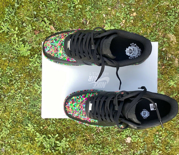 Air Force 1 Custom Low Red Gray Black Splatter Swoosh White Shoes Men Women Kids All Sizes AF1 Sneakers 7