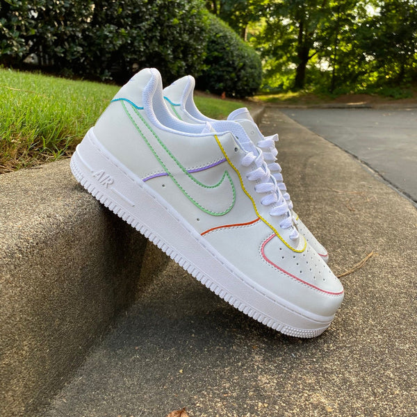 Air Force 1 Custom Low Outline Pastel Blue Green Purple Yellow Orange Pink All Sizes AF1 Sneakers 2