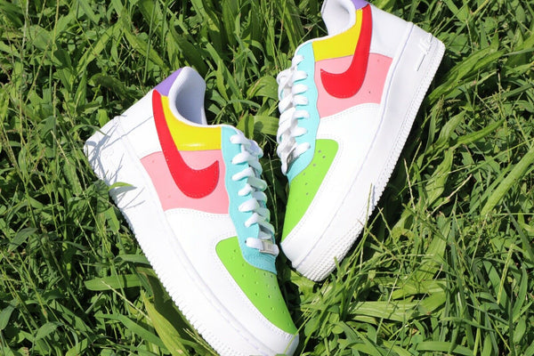 Air Force 1 Custom Low Pastel Multi Color Shoes Green Teal Red Yellow Pink Purple All Sizes AF1 Sneakers