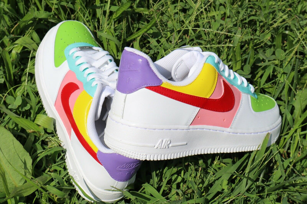 Custom Air Force 1 Neon Outline Shoes Green Pink Purple Blue 