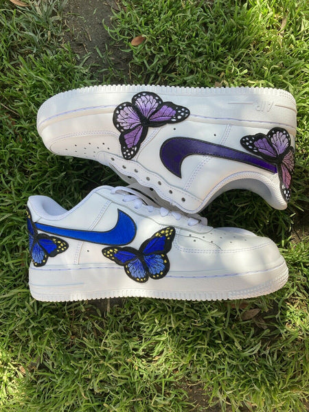 Air Force 1 Custom Low Purple Blue Embroidered Butterfly Shoes Mens Womens Kids AF1 Sneakers 2