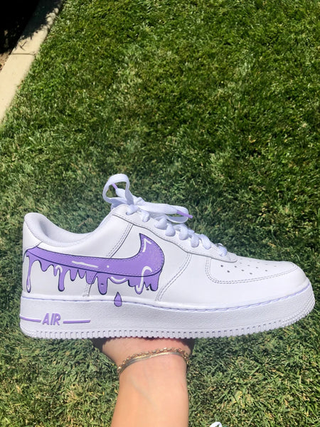 Air Force 1 Custom Low Purple & Turquoise Drip White Shoes Men Women Kids All Sizes AF1 Sneakers 2