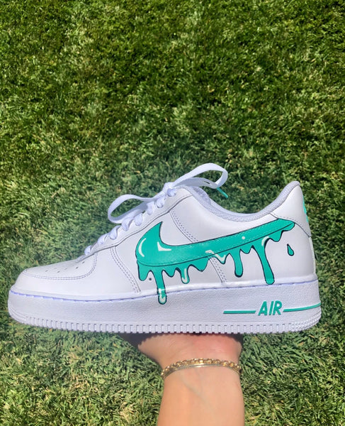 Air Force 1 Custom Low Purple & Turquoise Drip White Shoes Men Women Kids All Sizes AF1 Sneakers 3
