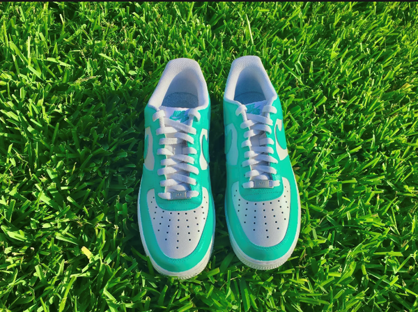 Air Force 1 Custom Low South Beach Two Tone Teal Beach Shoes All Sizes AF1 Sneakers 4