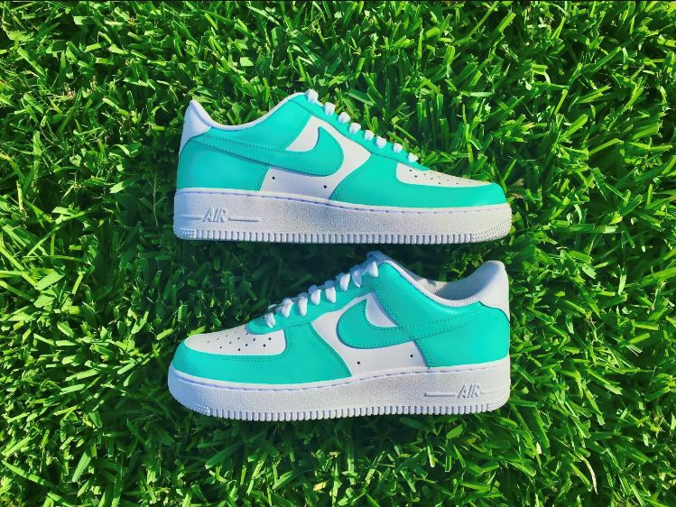 Air Force 1 Custom Low South Beach Two Tone Teal Beach Shoes All Sizes Rose Customs Air Force 1 Custom Shoes Sneakers Design Your Own AF1