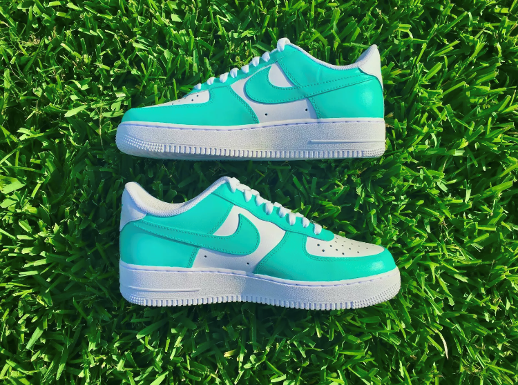 Air Force 1 Custom Low South Beach Two Tone Teal Beach Shoes All