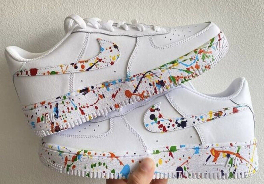 Air Force 1 Custom Low Splatter Swoosh White Shoes Multi Color Circus Rose Customs Air Force 1 Custom Shoes Sneakers Design Your Own AF1