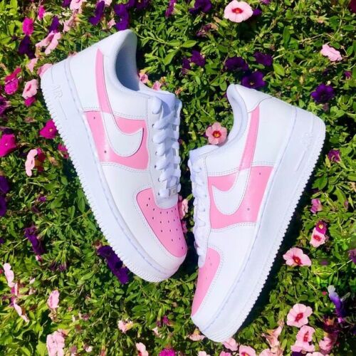 Nike Air Force 1 Custom Low Pink Rose Floral White Shoes Mens Women Kids  Size