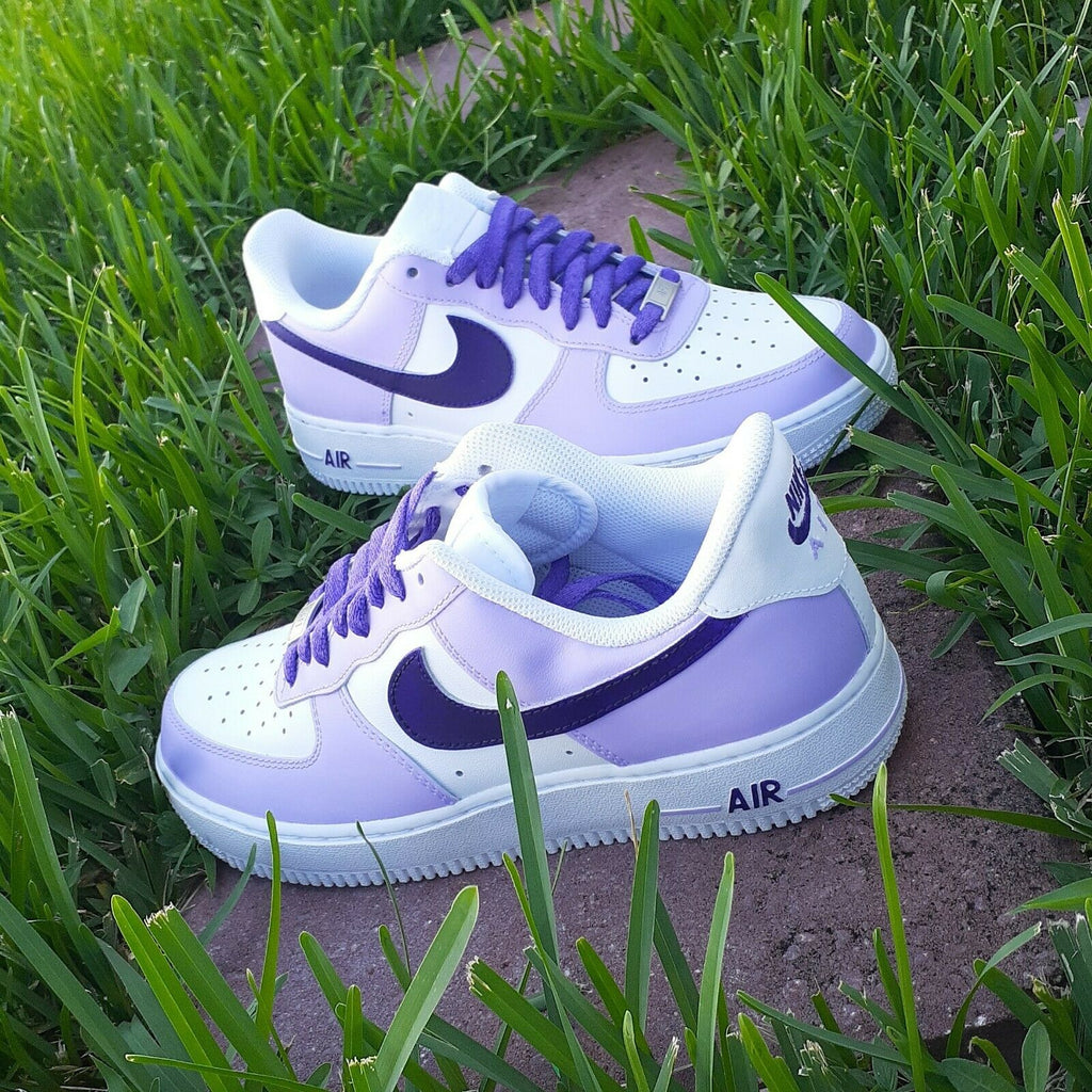 Nike Air Force 1 Low With Purple Rope Laces White Unisex Custom Shoes All  Sizes!