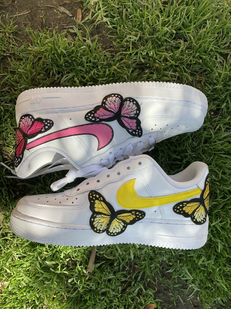 Nike Air Force 1 Custom Shoes Yellow Butterfly Sneakers All Sizes