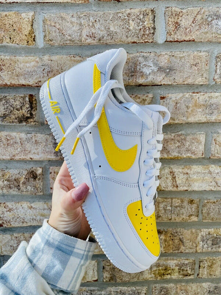 Air Force 1 Custom Low Yellow Two Tone Happy Mood Shoes Sun All Sizes AF1 Sneakers