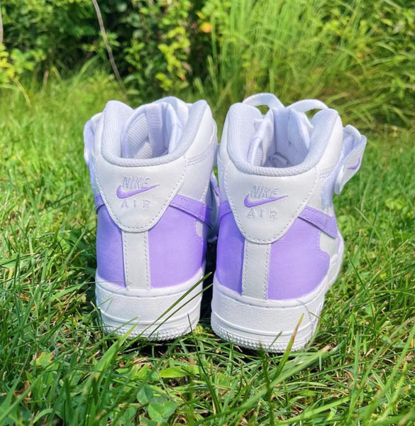Air Force 1 Custom Mid Two Tone Lilac Light Purple Womens Kids Mens All Sizes Kids AF1 Sneakers 7